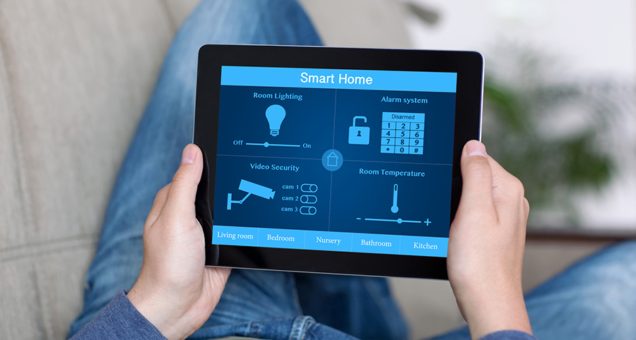 The ability to access and control security components from a mobile device is one of the top smart home trends in Roanoke. Close-up of smart home security app.